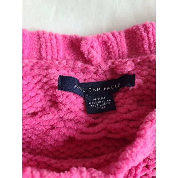American Eagle Outfitters Pullover Sweater Womens Medium Pink Kint‎ Long Sleeve - Picture 3 of 6